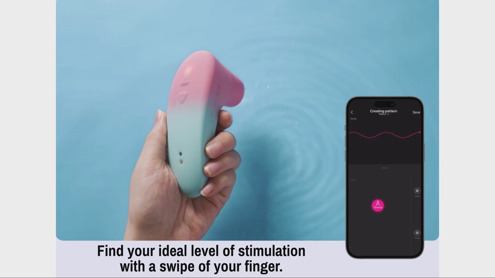 Stimulator Clitoris Lovense Tenera 2 Bluetooth Control, Free App, IPX7, Silicon, Roz/Albastru