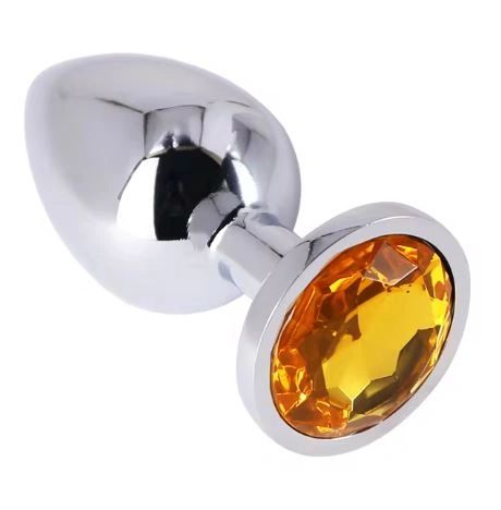 Dop Anal Metallic Buttplug, Large, Argintiu/Galben Imagine principală a produsului