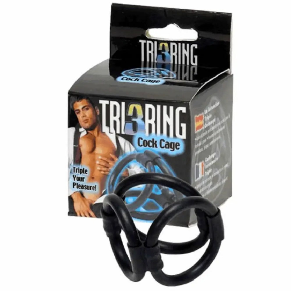 Tri Ring Cock Cage Black